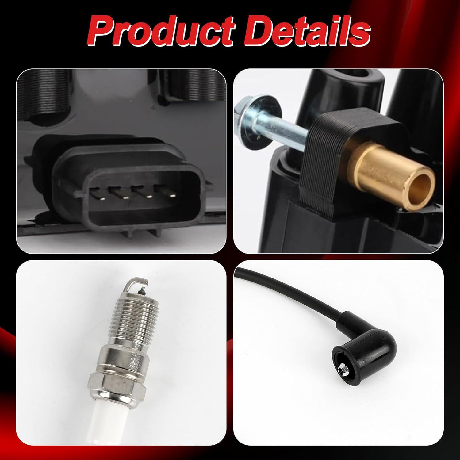 Ignition Coils UF538 UF566 & 4 PCS Iridium Spark Plugs with Wire Set Compatible with Subaru Outback Forester Impreza Legacy Saab 9-2X - H4 2.5L