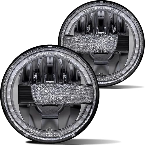 2023 Ultra brillo 7 pulgadas halo LED reflector redondo H6024 faro DRL haz alto y bajo estilo Bronco compatible con Jeep Wrangler TJ JK CJ Miata