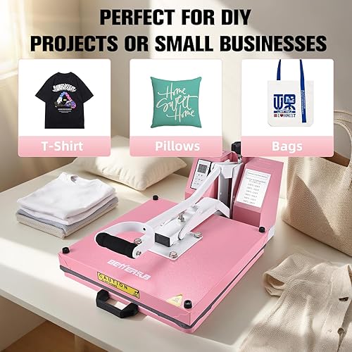 Miniatura 2 de BetterSub Máquina industrial de prensa térmica de 15 x 15 pulgadas para impresión de camisetas, sublimación, vinilo y HTV con control digital, placa