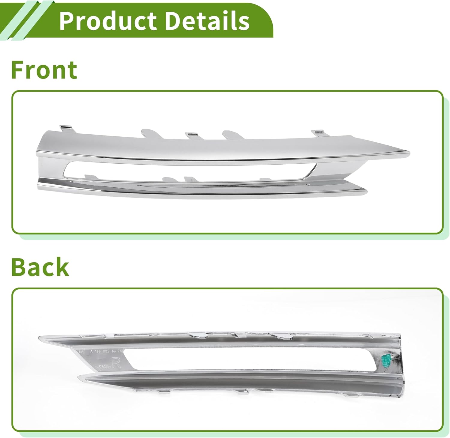 No.1668851474 Fog Light Grill for Mercedes-Benz ML350 2012-2015 Silver Tone Front Right Side Front Lower Bumper Fog Light Cover Inserts ABS 1 Pc - Image 6