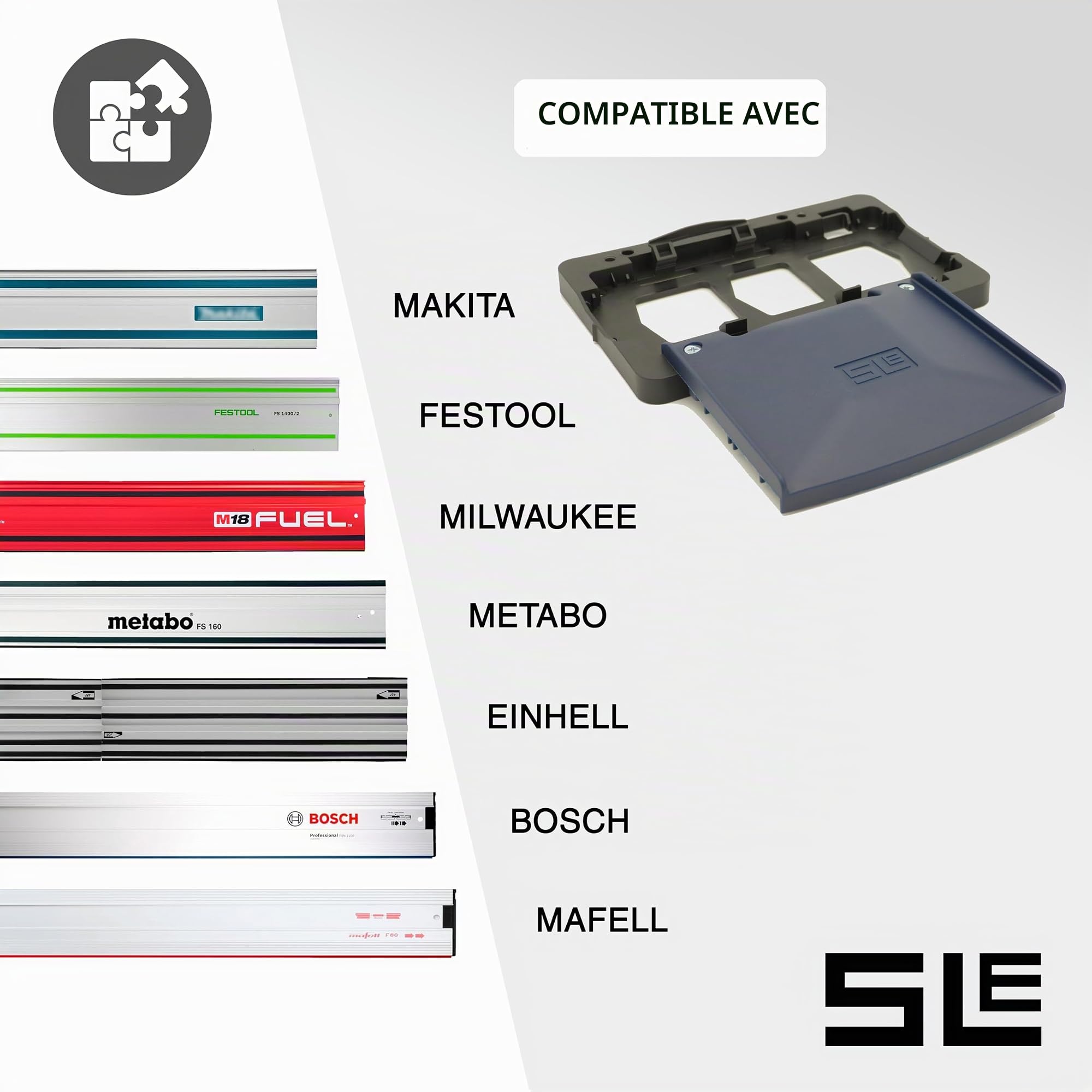 SLE Adaptateur de rail de guidage professionnel pour scie sauteuse sans fil Bosch GST 12 V-70 pour scie sauteuse Makita/Festool/Bosch/Mafell/Einhell/Milwaukee/Metabo