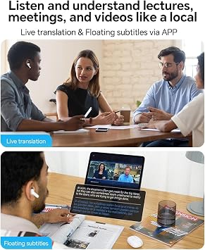 Polypal P1 AI Translation Earbuds Real Time,138 Languages 7-in-1 Translator Earbuds, Audifonos Traductores Ingles Espanol,Speech & Video Translator Bluetooth for Business,Travel,Learning White