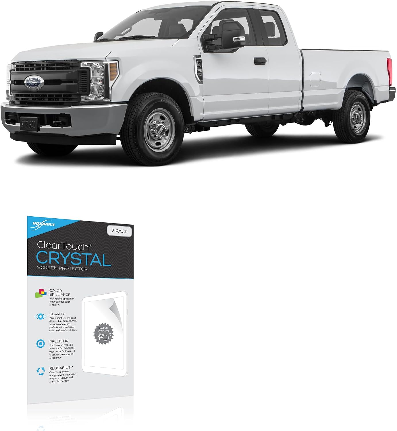 BoxWave Screen Protector Compatible with Ford 2019 SuperDuty F-350 Display (8 in) - ClearTouch Crystal (2-Pack), HD Film Skin - Shields from Scratches