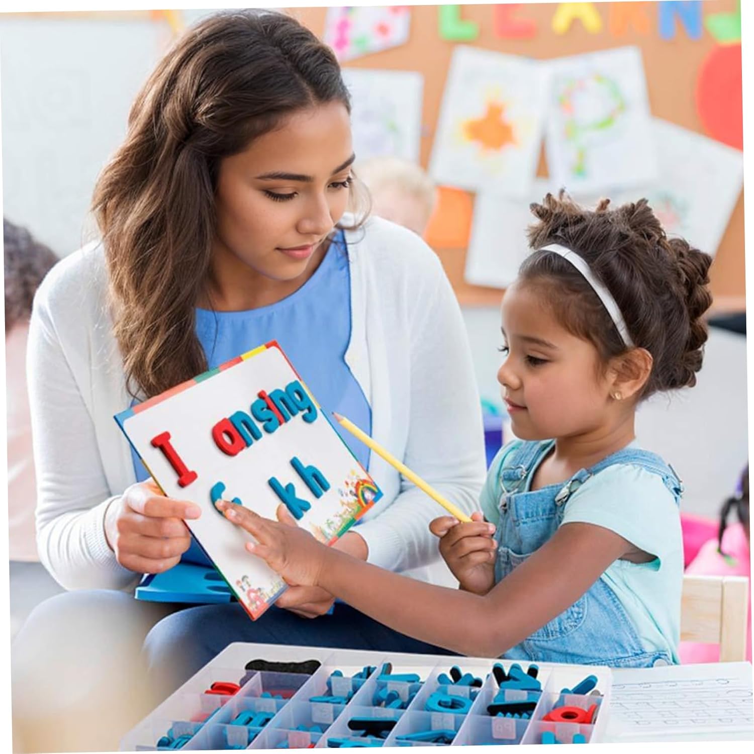 208PCS Magnetic Alphabet Letters Set Soft-Touch Magnetic Letters with Red Vowels & Blue Consonants Educational Alphabet Magnets Set for Spelling & Vocabulary Learning