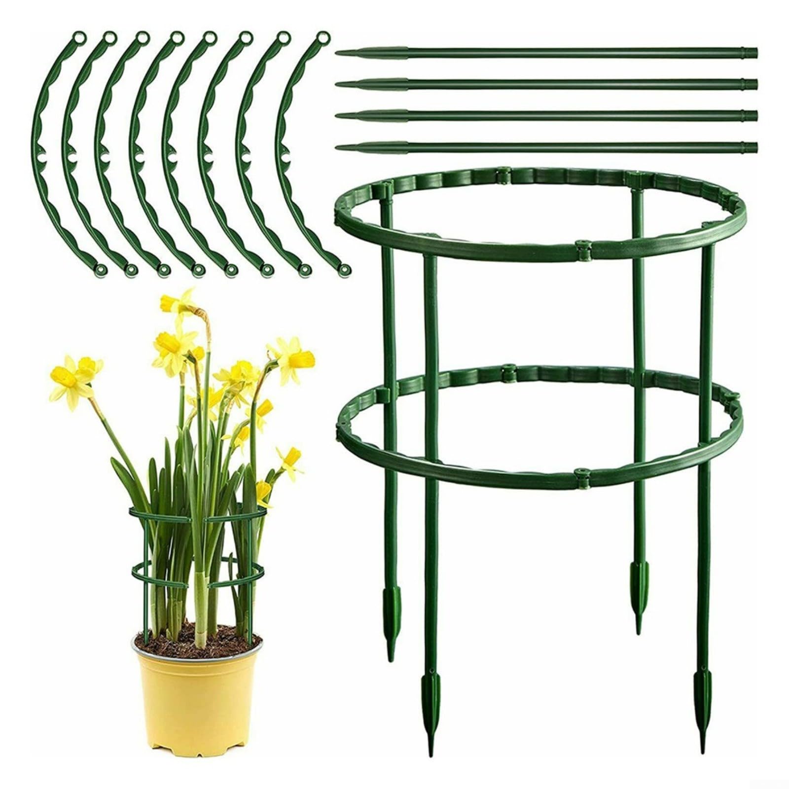 8 Pack Plant Support Frame For Garden, Half Round Garden Stakes, Plant Support for RING Cage For Peonies Monstera Hydrangeas Roses Sedum Vegetables Tomatoes 22×25cm