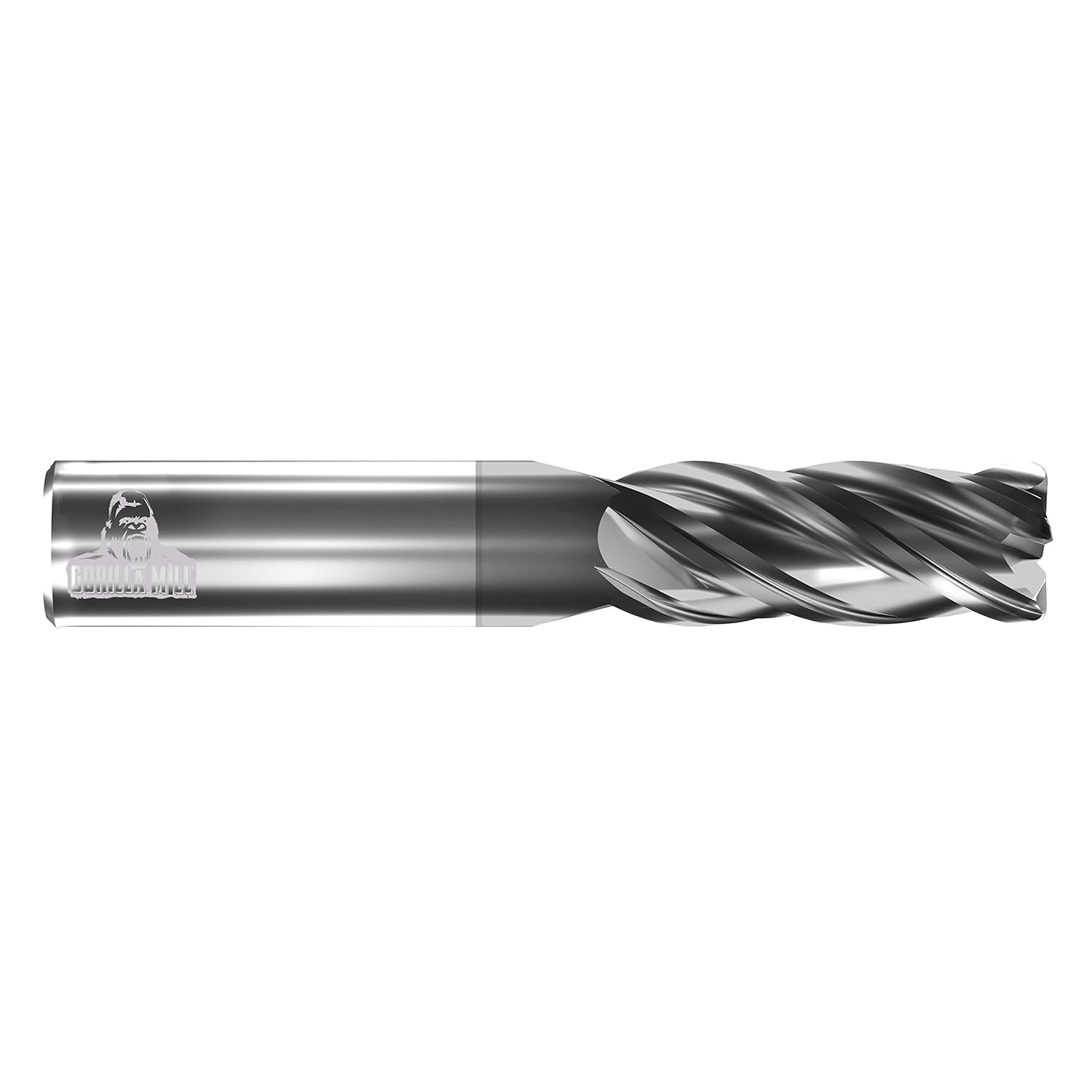 GM14R4 Gorilla High Performance GMX-35 Coated Carbide End Mill, Radius End, 4 Flute, 1/4" Diameter, 3/4" LOC, 2-1/2" OAL, 0.015" to 0.020" Radius