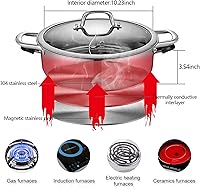 Vista 5 de CNCEST - Sartén dividida de acero inoxidable 304 de grado alimenticio con divisor y tapa, olla caliente Shabu Shabu Shabu para estufa de inducción