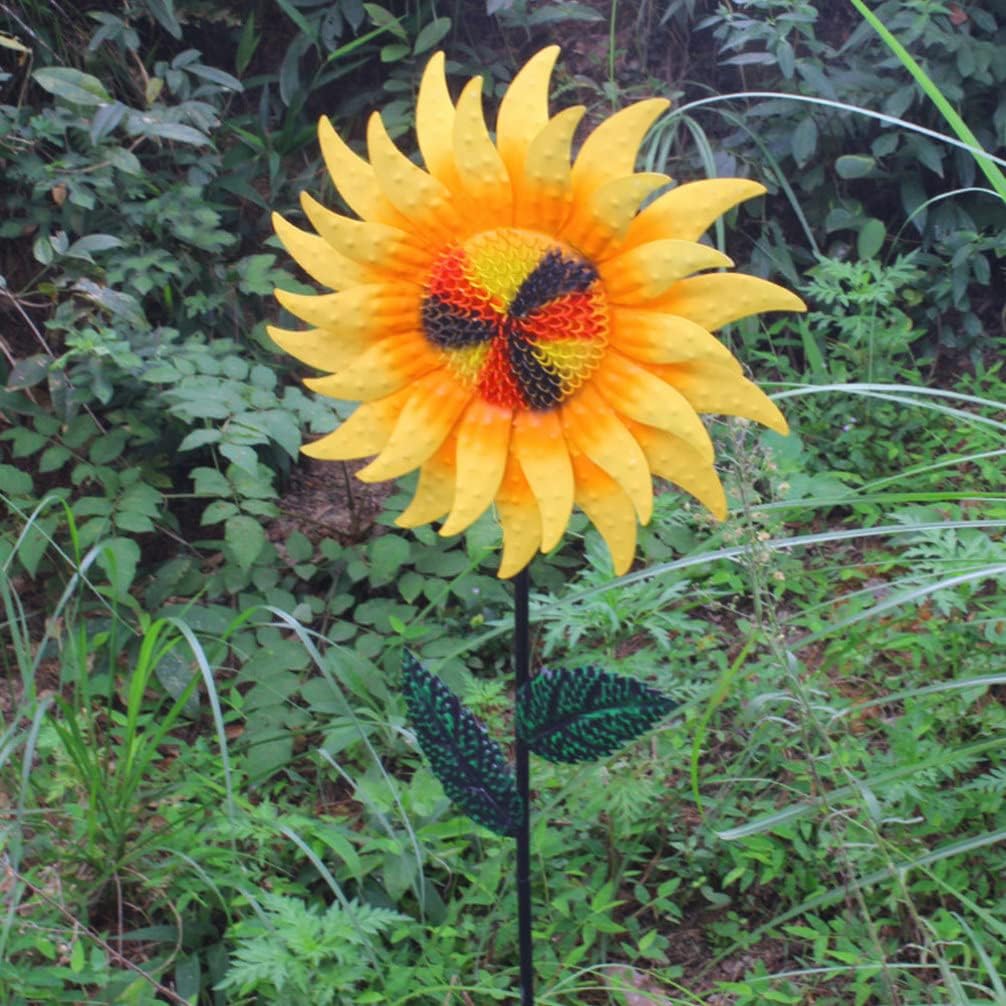 Yardwe Sunflower Windmill Garden Decor Floral for Outdoor Spaces Design for Patios and Backyards Unique Ornaments for Home and Garden