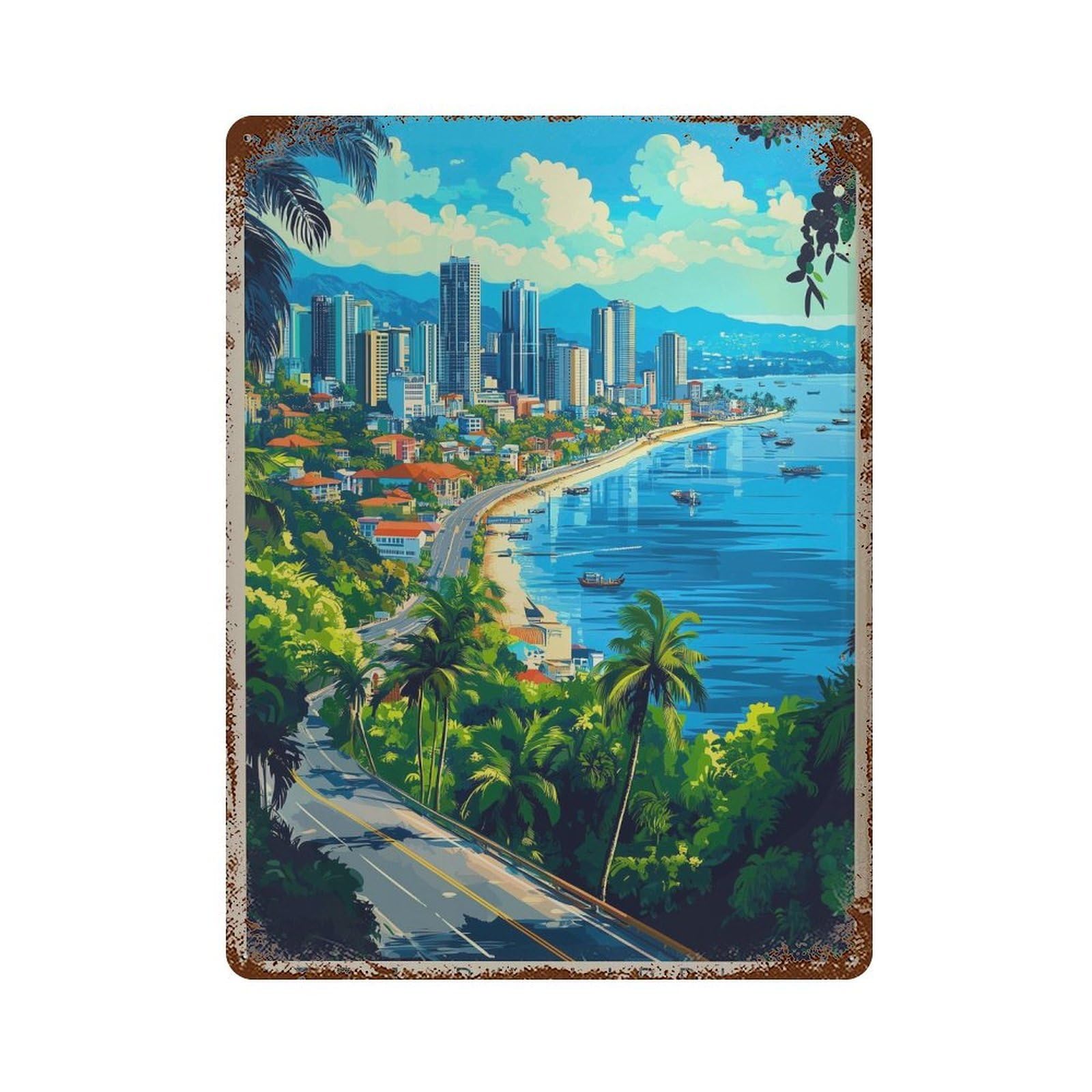 xiaoxiaoshen Cebu City Philippines Travel Tropical Island Wall Decor Art Metal Tin Poster Modern Home Decor Art Home Bar Shop Decorations Vintage Sign 40x30cm