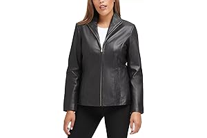 Women's Fully Lined Wing Collar Leather Coat