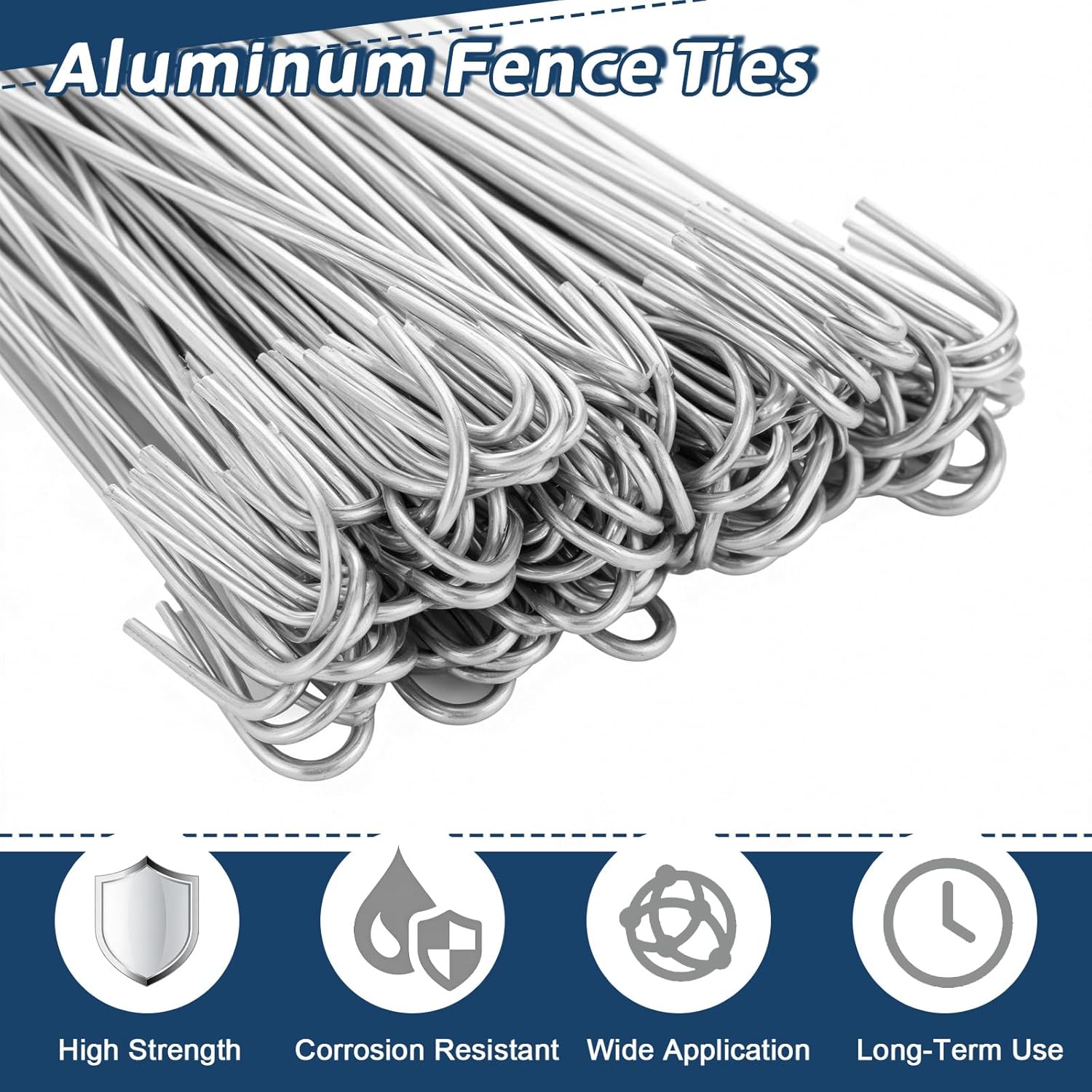100 Pack 10.62 Inch Chain Link Fence Ties 11 Gauge Aluminum Fence Wire Ties Heavy Duty Metal Ties Hook for Chainlink Fence Repair Garden, Dog Kennel, Posts and Rails