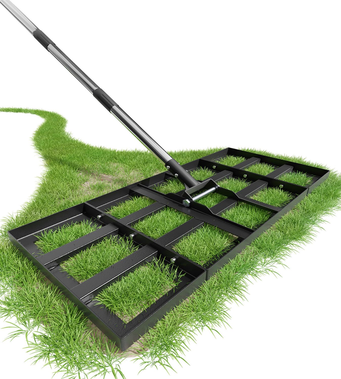 Rakla do trawnika Gardena 75 x 35 cm (regulowana szerokość), z uchwytem teleskopowym do 200 cm, bardzo wytrzymała zgrabiarka do trawnika, idealna dystrybucja nawozu do ogrodu, na podwórko i pole