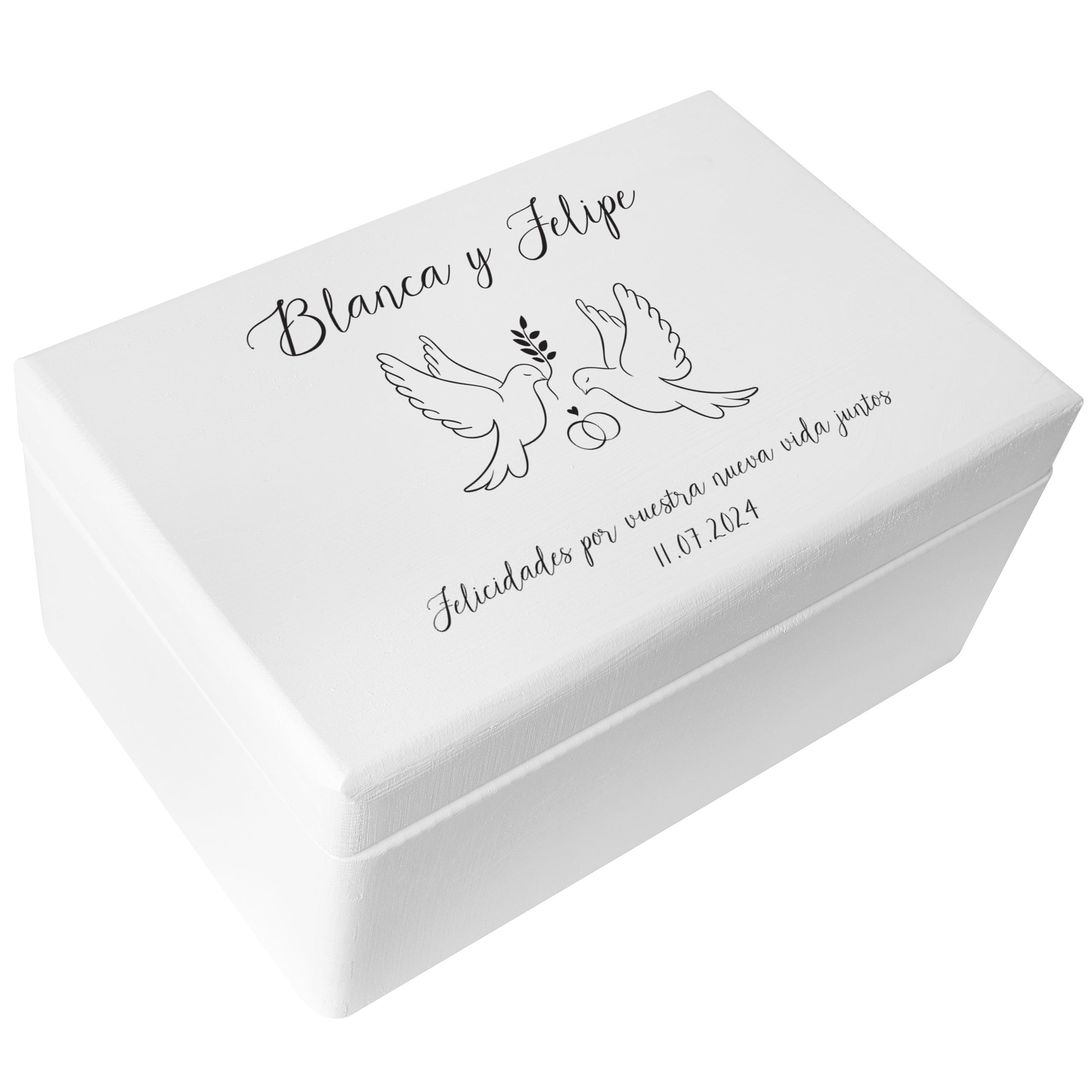 Creative DECO Blanca Personalizado Caja de Regalos Originales para los Novios Boda Regalo | Caja Madera de Recuerdos Especiales Personalizada | Parejas Aniversario Matrimonio