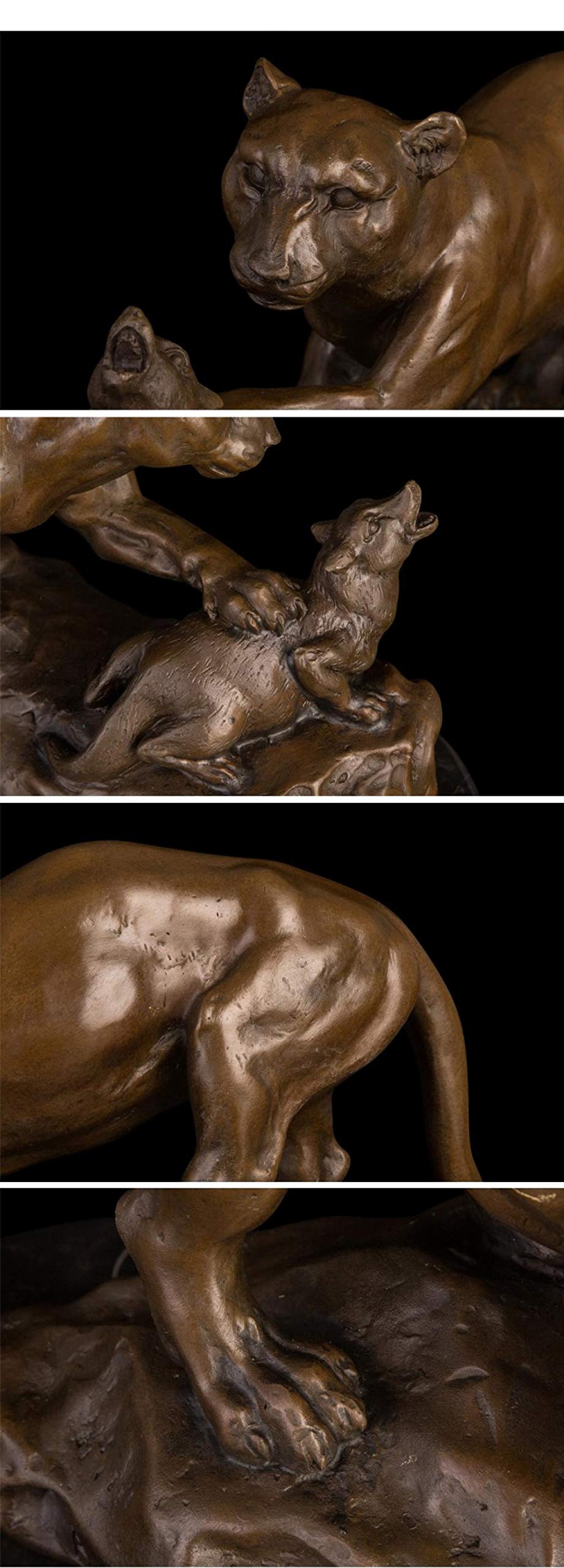 Amazon.co.jp: 彫刻頭の彫刻 ブロンズ動物のヒョウの像の彫刻の置物家