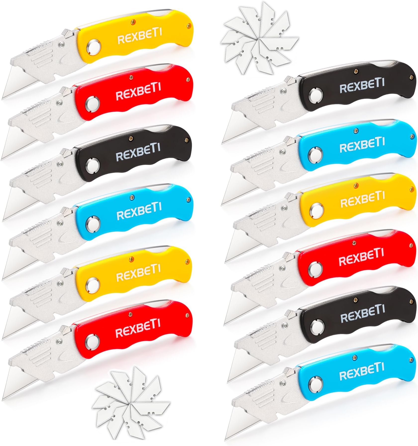 Lichamp 6Pack Folding Utility Knife Box Cutter, Quick Change Razor