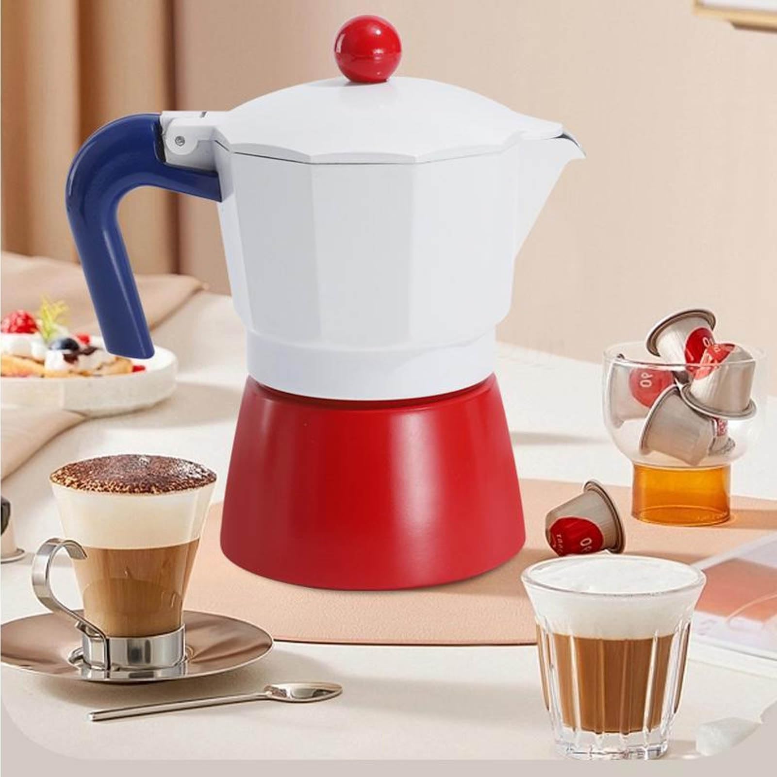 TOPINCN Caffettiera da 3 tazze, in alluminio, capacità 150 ml, macchina da caffè cubana manuale, macchina per caffè espresso italiano Greca per uso domestico all'aperto