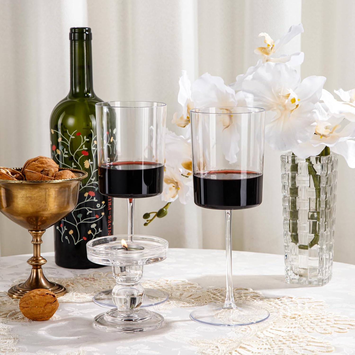 Ciaell 12 Pack Clear Plastic Wine Glasses - 14Oz Plastic Wine Glasses with Stem - Disposable Stemmed Wine Glass for Parties & Weddings & Outdoor - Image 4