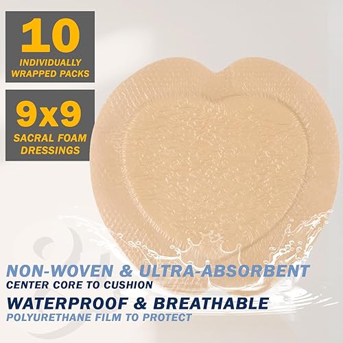 Miniatura 8 de EVERLIT Sacrum - Apósito de espuma de silicona con borde adhesivo paquete de 5 absorbente transpirable impermeable almohadilla de vendaje sacro para