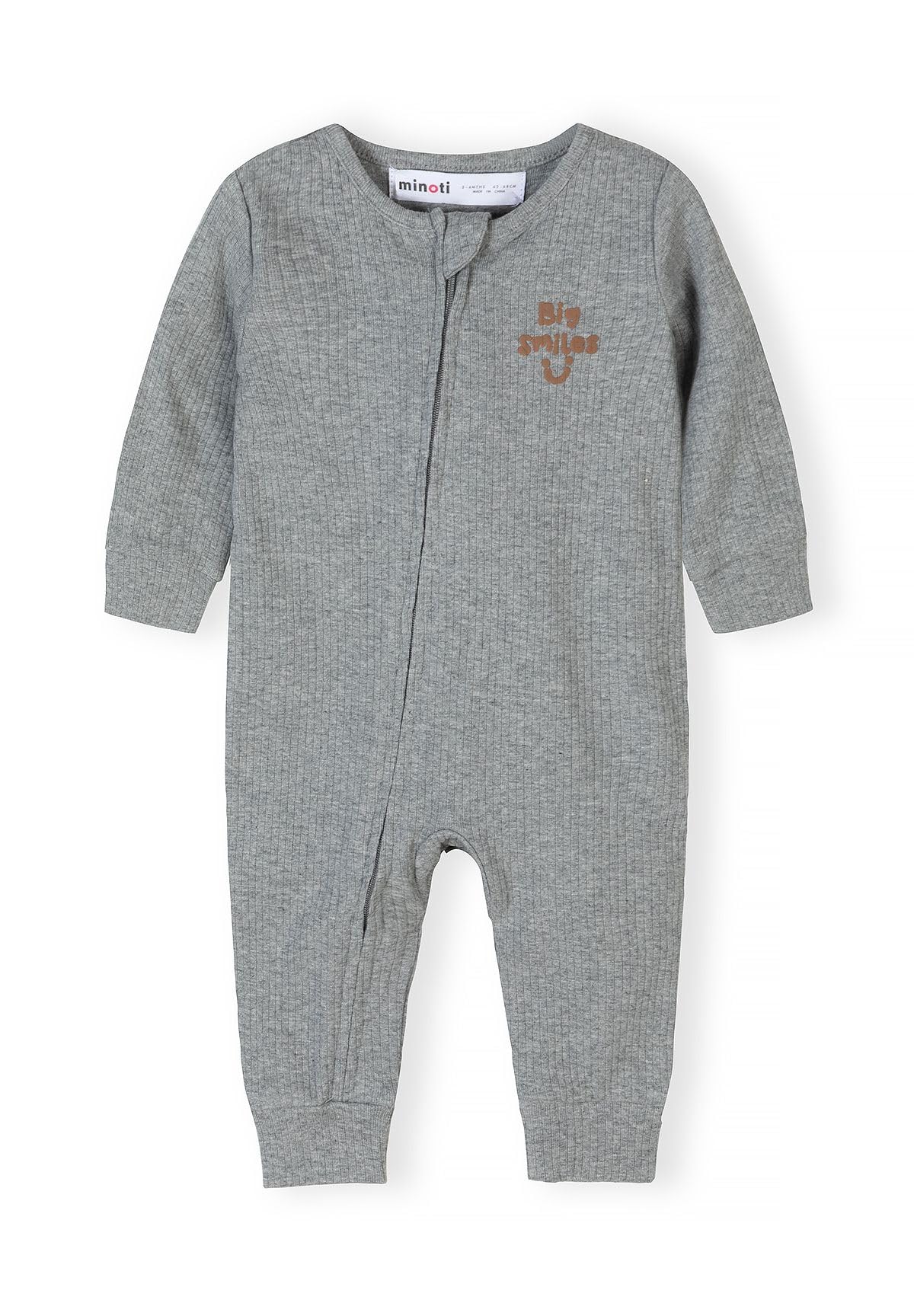 Minoti Jungen Baby Spielanzug 3er Pack 100% Baumwolle - Kinder Bodys mit Reißverschluss - Beige Ripp-Qualität