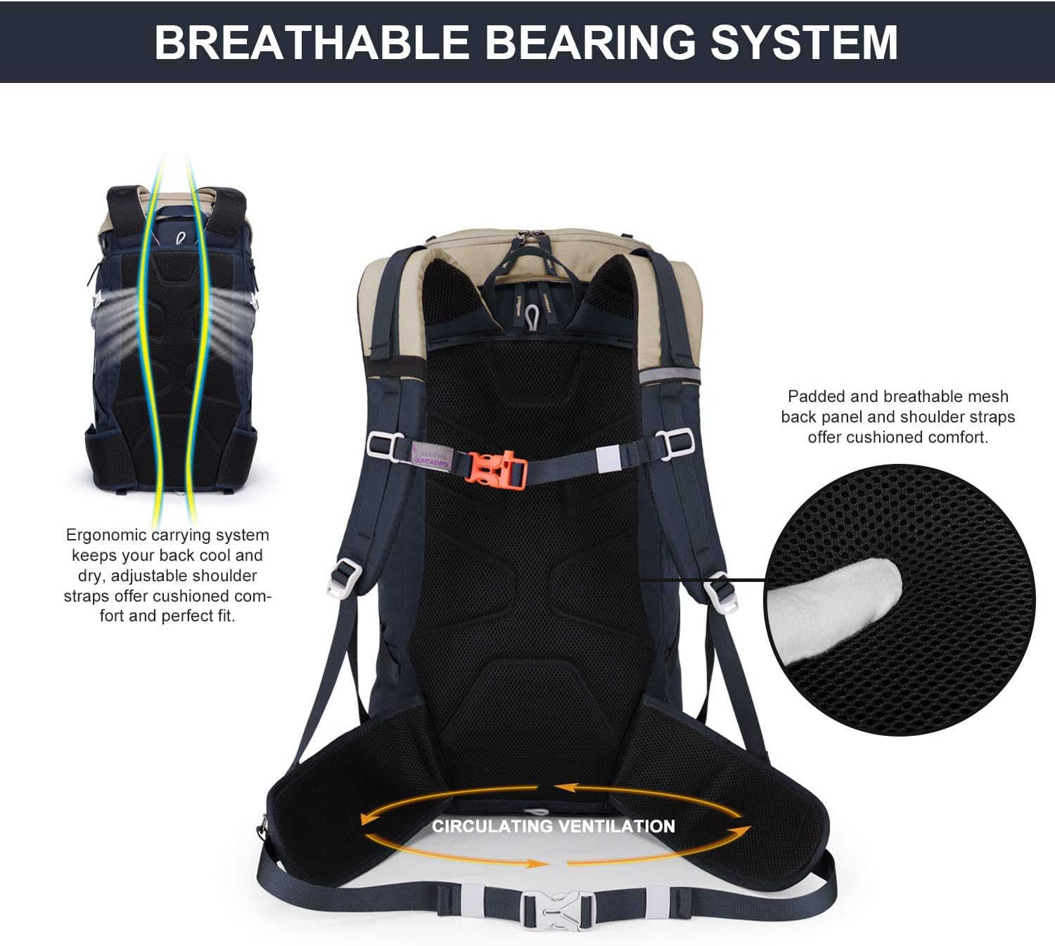 MOUNTAINTOP 50L Internal Frame Backpack Hiking for Men Women with Rain Cover : Sports & Outdoors