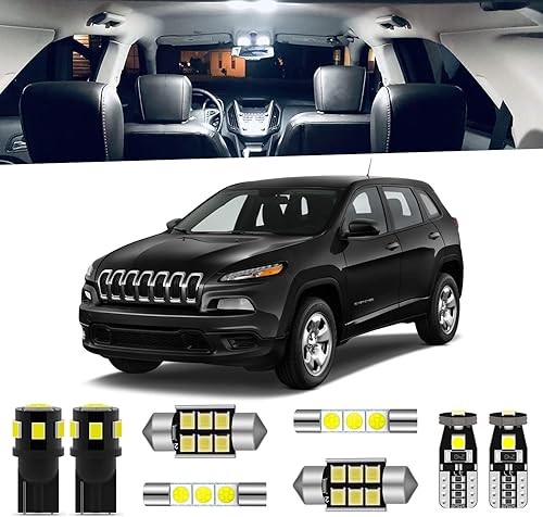Paquete de 13 luces LED Cherokee para interiores Jeep Cherokee KL 2014 2015 2016 2017 2018 2019 2020 blanco 6000K paquete de iluminación LED disponible en Yaxa Colombia