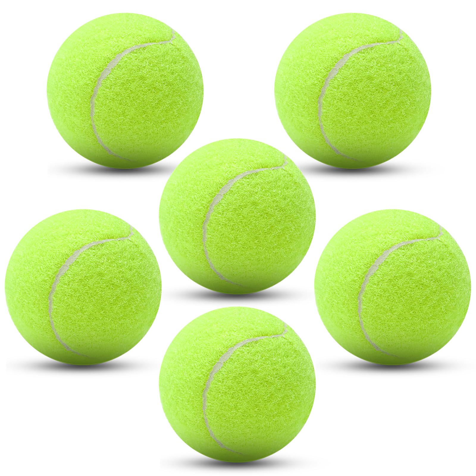 Lot de 6 balles de tennis d'entraînement élastiques résistantes et rapides pour intérieur extérieur