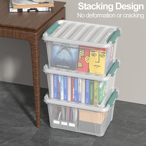 Miniatura 4 de Readsky 4 paquetes de cajas de almacenamiento transparentes, contenedores de almacenamiento de plástico, 20 cuartos de galón