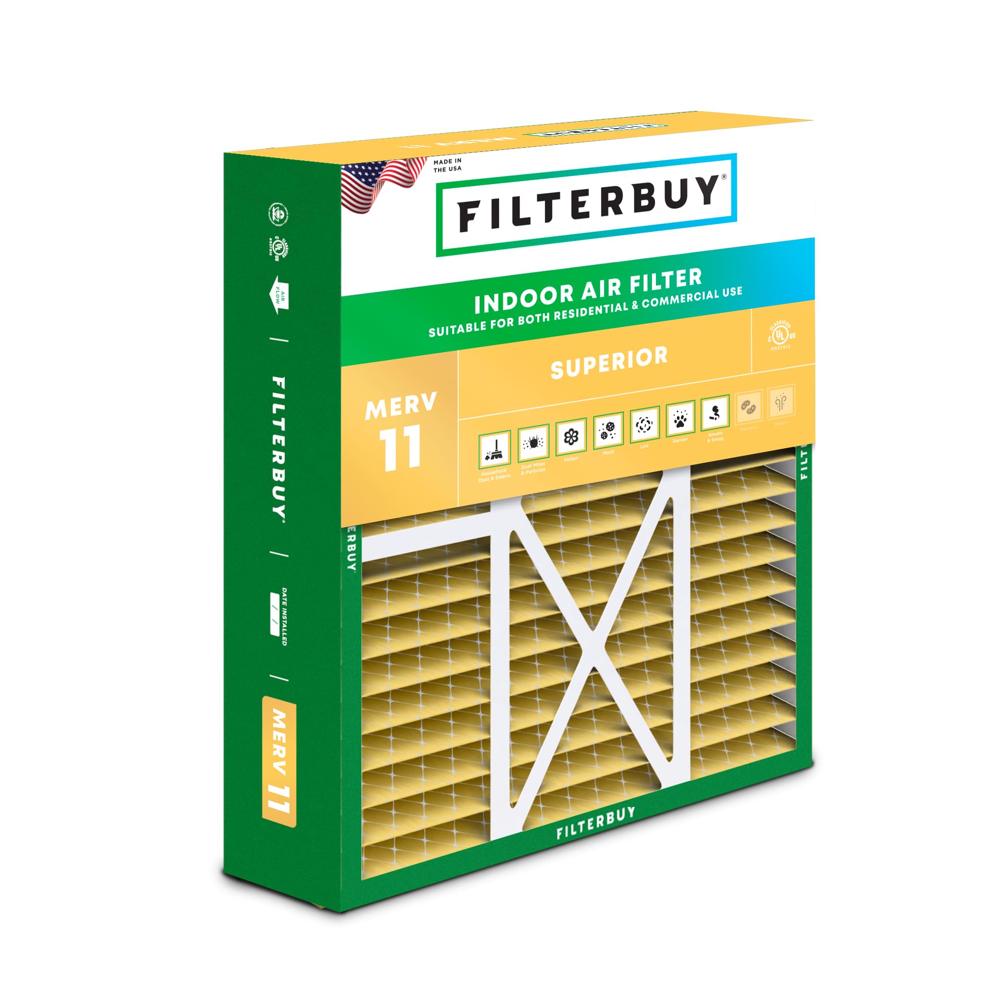 Filterbuy 20x22x5 Air Filter MERV 11 Allergen Defense (1-Pack), Pleated HVAC AC Furnace Air Filters Replacement for Amana, Goodman, Nordyne, & Five Seasons (Actual Size: 19.50 x 21.94 x 5.25 Inches)