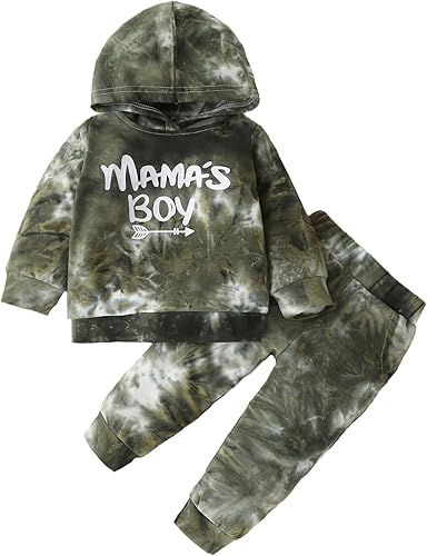 HSTiSan Conjunto de sudadera para bebé niño 2 piezas manga larga teñido anudado sudadera con capucha y pantalones