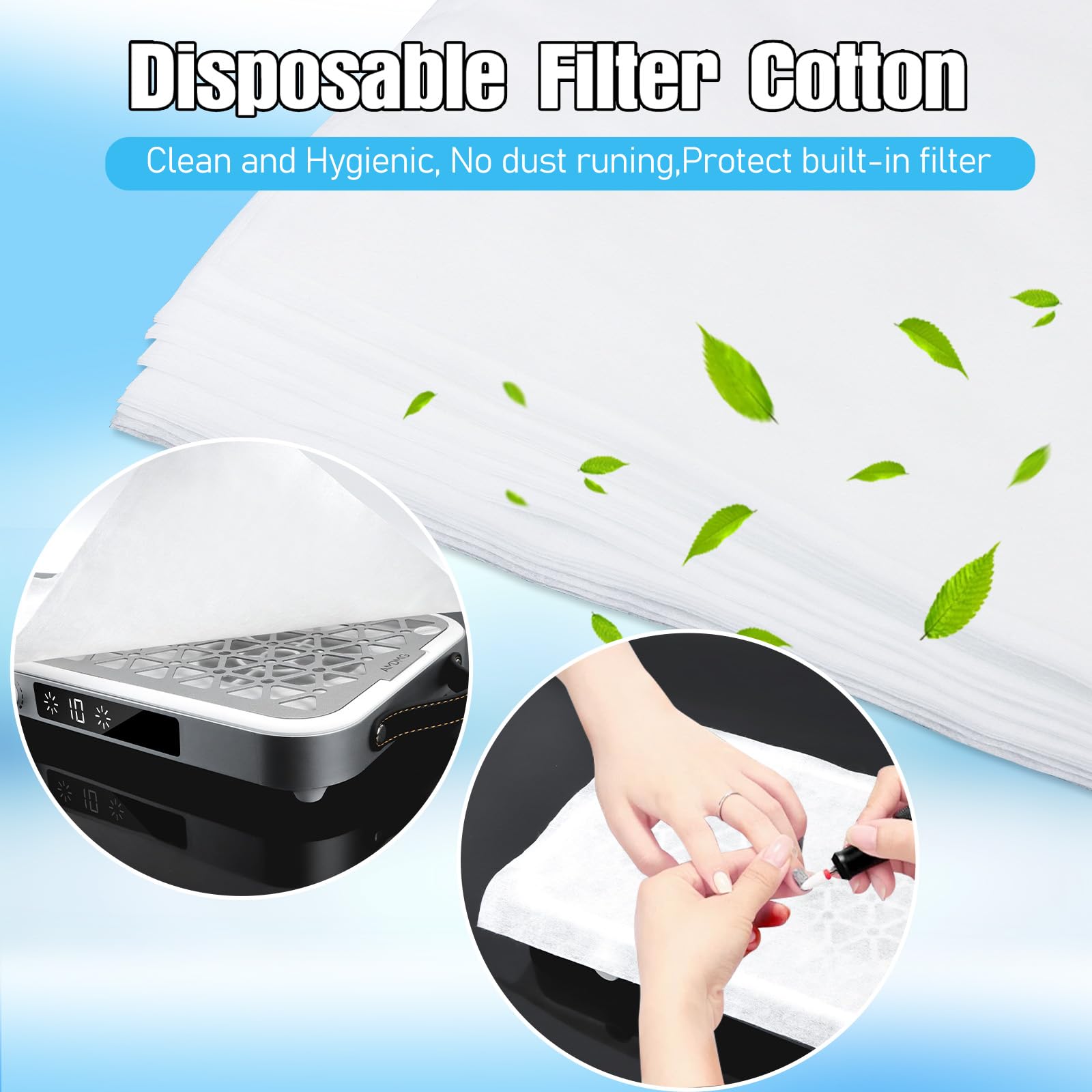 EBANKU Aspiratore di Polvere per Unghie 48W, Portatile 8400 PRM Aspirapolvere Unghie Professionale Bianco, 10 Velocità, Filtri Monouso (30 Pezzi), Aspirapolvere per salone e casa, Nail Dust Collector