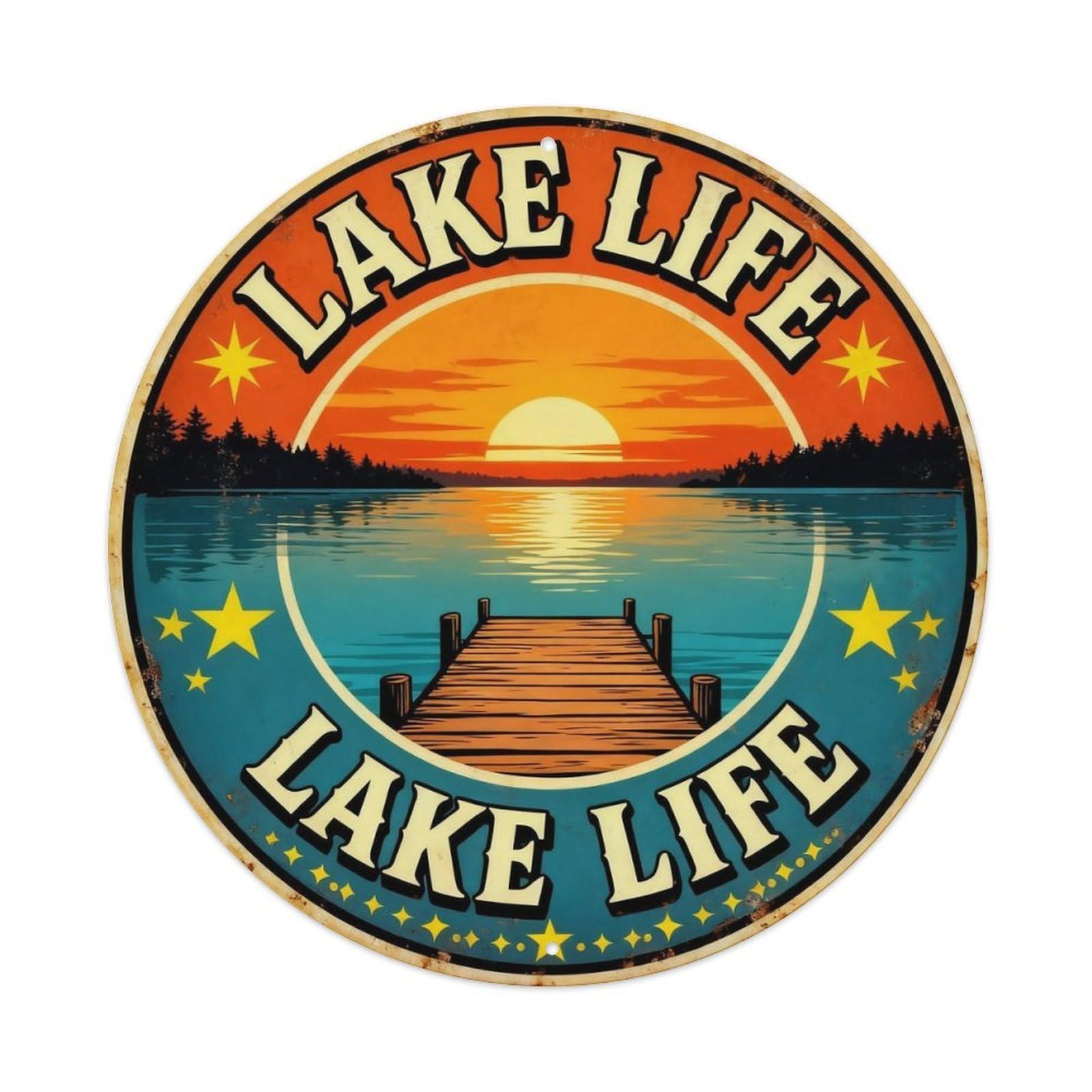 Lake Life Cabin Sign Metal Tin Sign Plaque