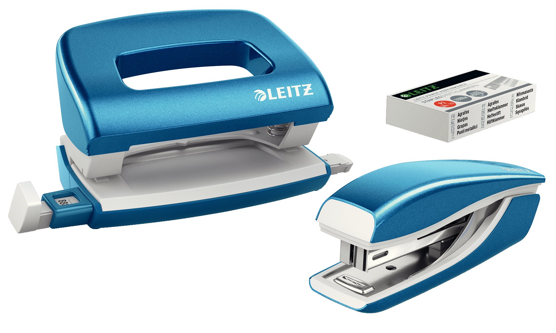 Leitz NeXXt WOW Mini Stapler and Hole Punch Set 55612036