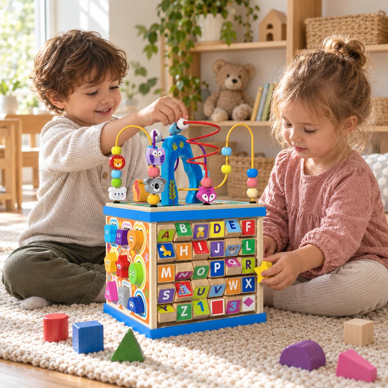 Cubo attività Legno, Educativo, 5 Lati con 1.34kg