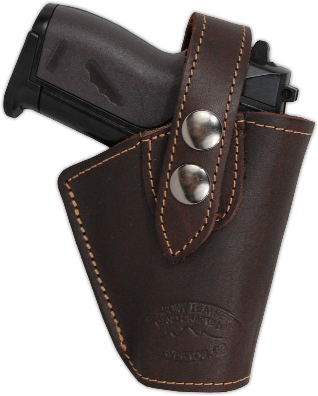 New Barsony Brown Leather OWB Belt Clip Holster for Mini 22 25 .380 Pistols