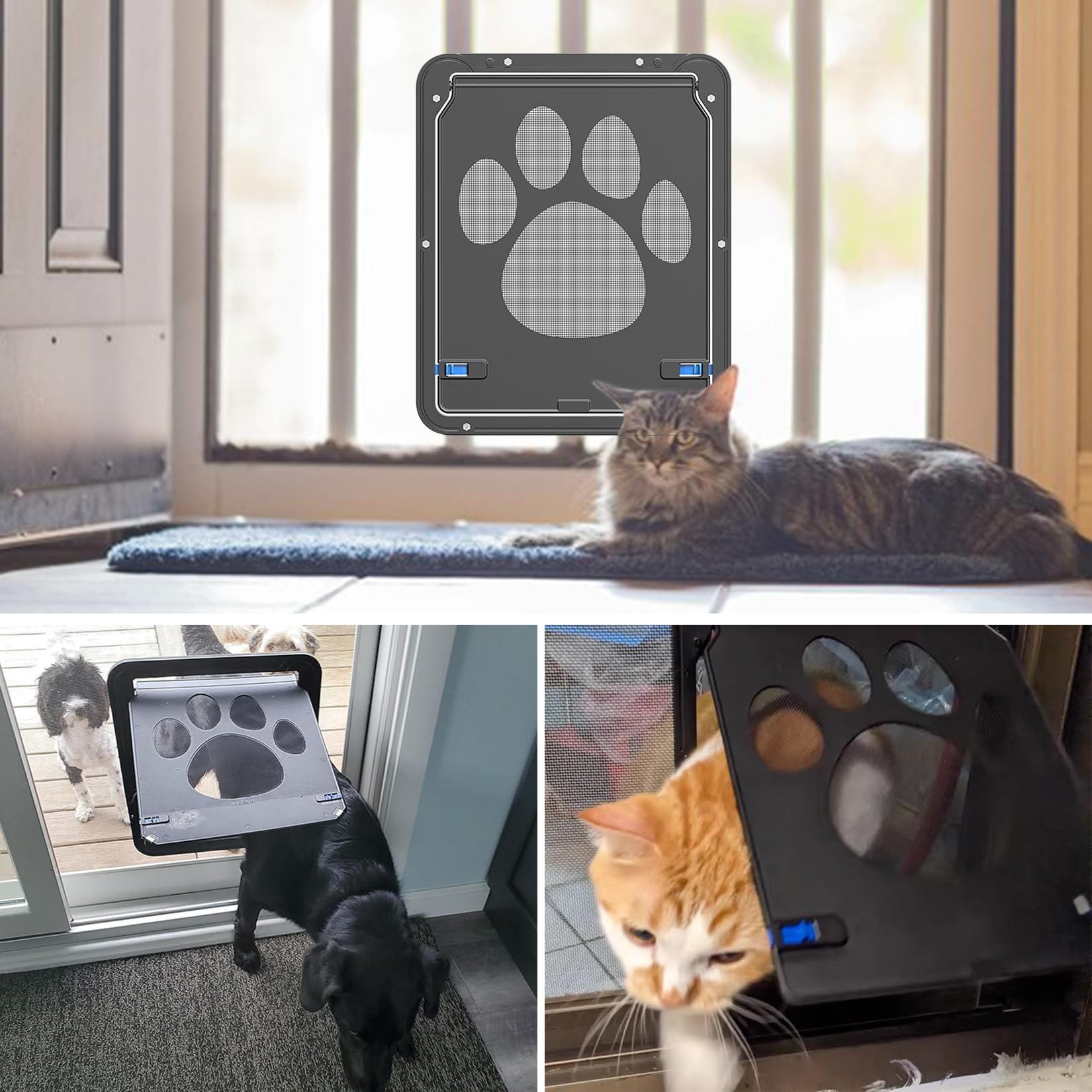 Fácil de Instalar Gateras para Puertas (29 cm * 24 cm) Gatera para Mosquitera y Mosquitera con Cierre Magnético para Perros Pequeños y Gatos