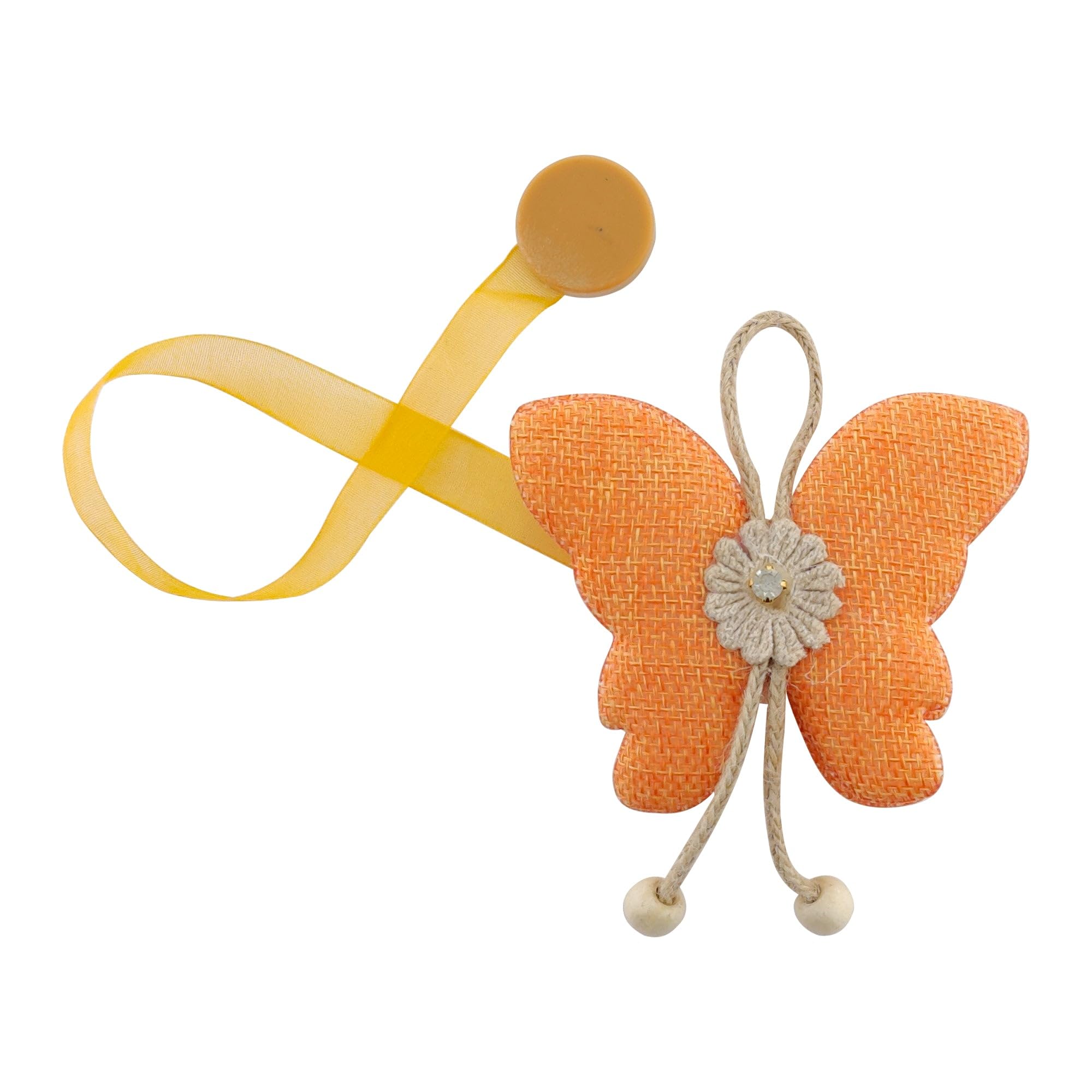 GIRASOLE HOME Fermatenda in Stoffa a Forma di Farfalla con Magneti 2 Pezzi, Arancione