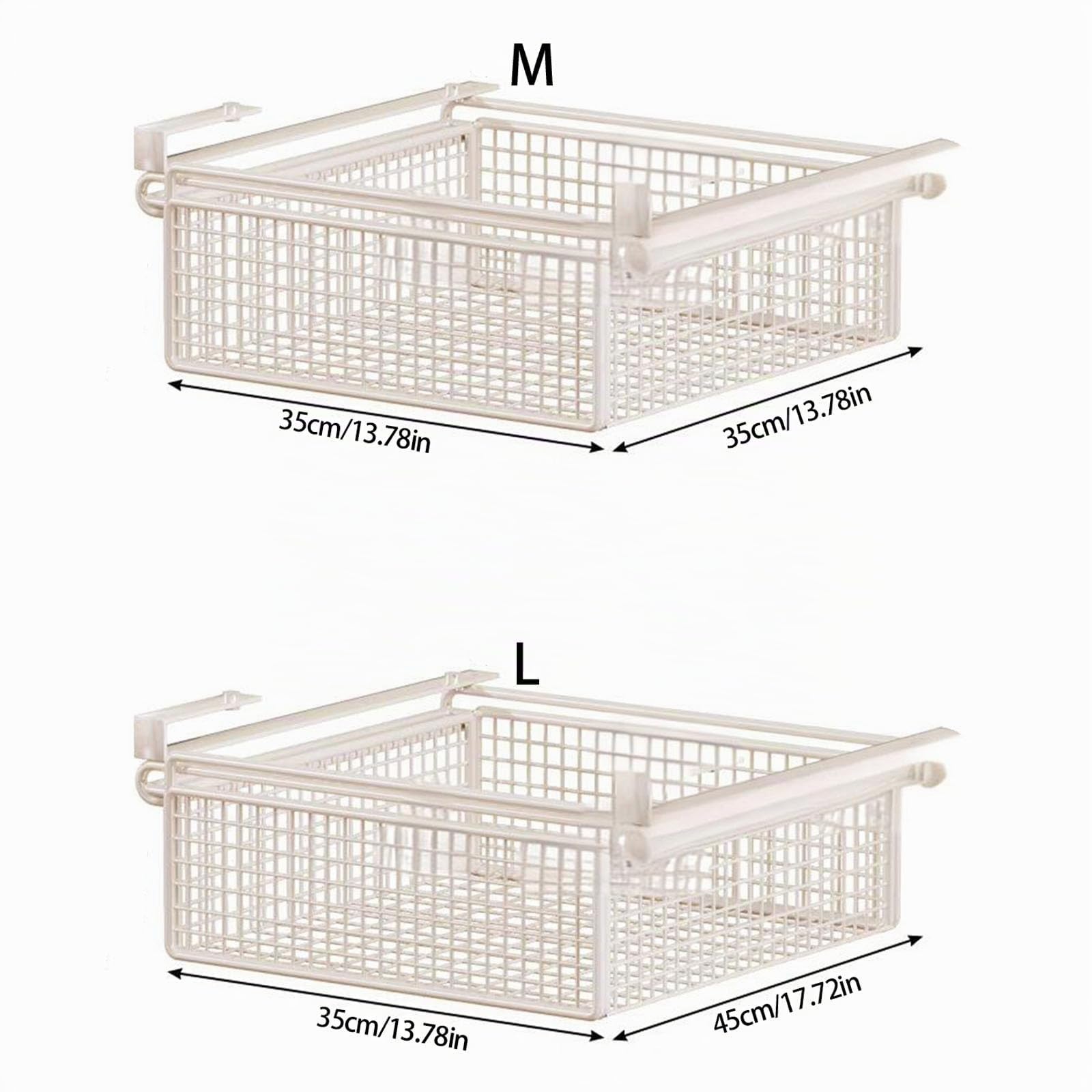 Panier de rangement en métal extractible sous étagère avec crochets, tiroir multifonctionnel pour vêtements, économie d'espace, organisateur de garde-robe en fer - Yooghuge