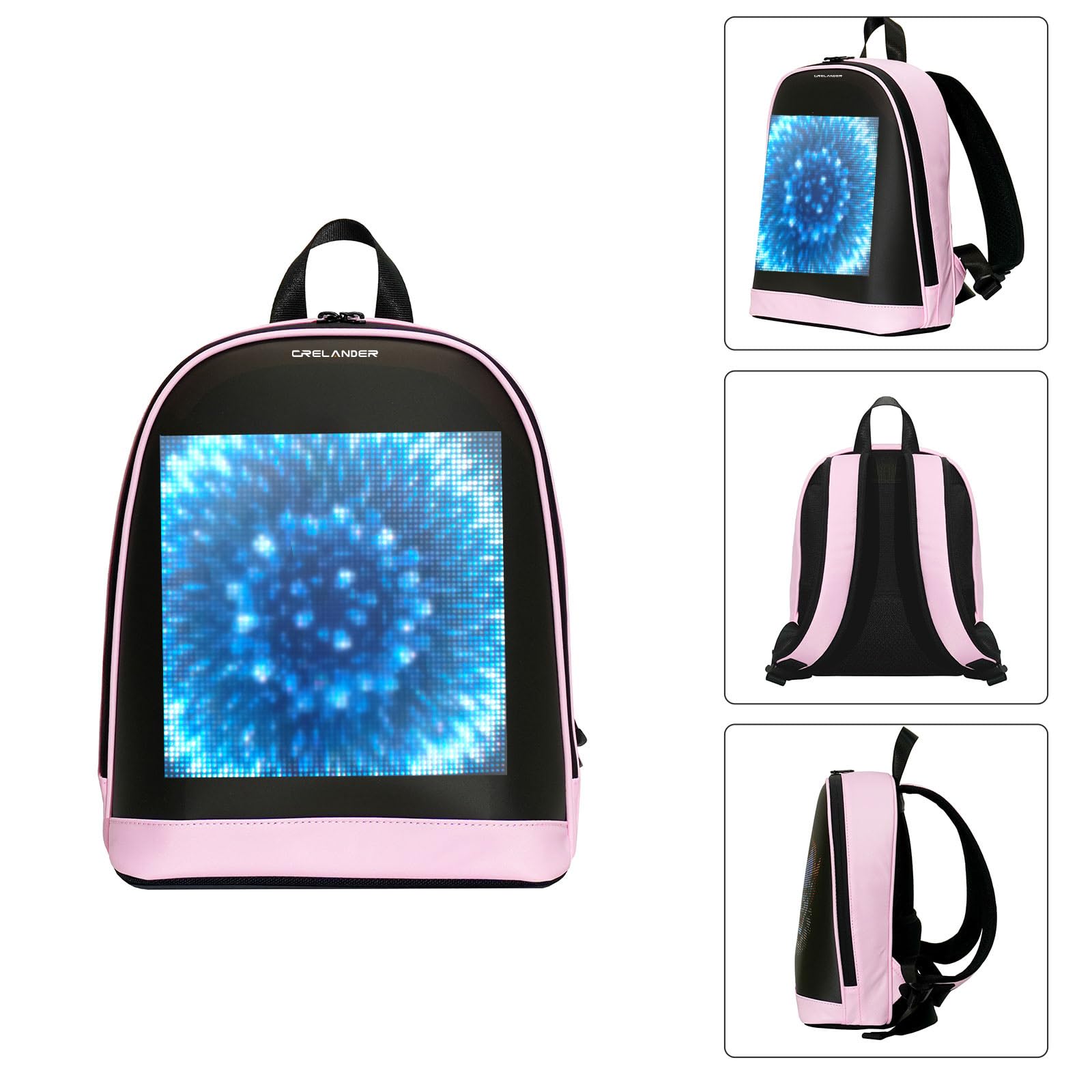Crelander LED Rucksack, 12 Zoll Laptop Rucksack mit programmierbarem Bildschirm