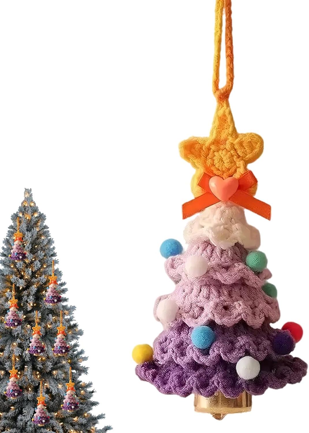 Knitted Christmas Tree Decorations,Crochet Christmas Ornaments - Decorative Pendant Christmas Tree Shape | Christmas Decoration Hangers for Home Decor, Hangable Car Ornaments, Christmas
