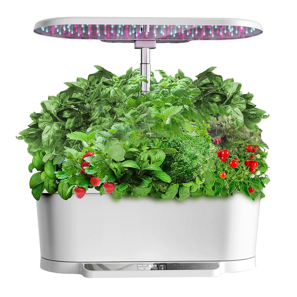 Sistema de cultivo hidropónico, WiFi 15 cápsulas de jardín interior con tanque de agua de 5,5 l, kits de germinación de altura ajustable de 76 cm, jardinera de jardín controlada por aplicación con luz