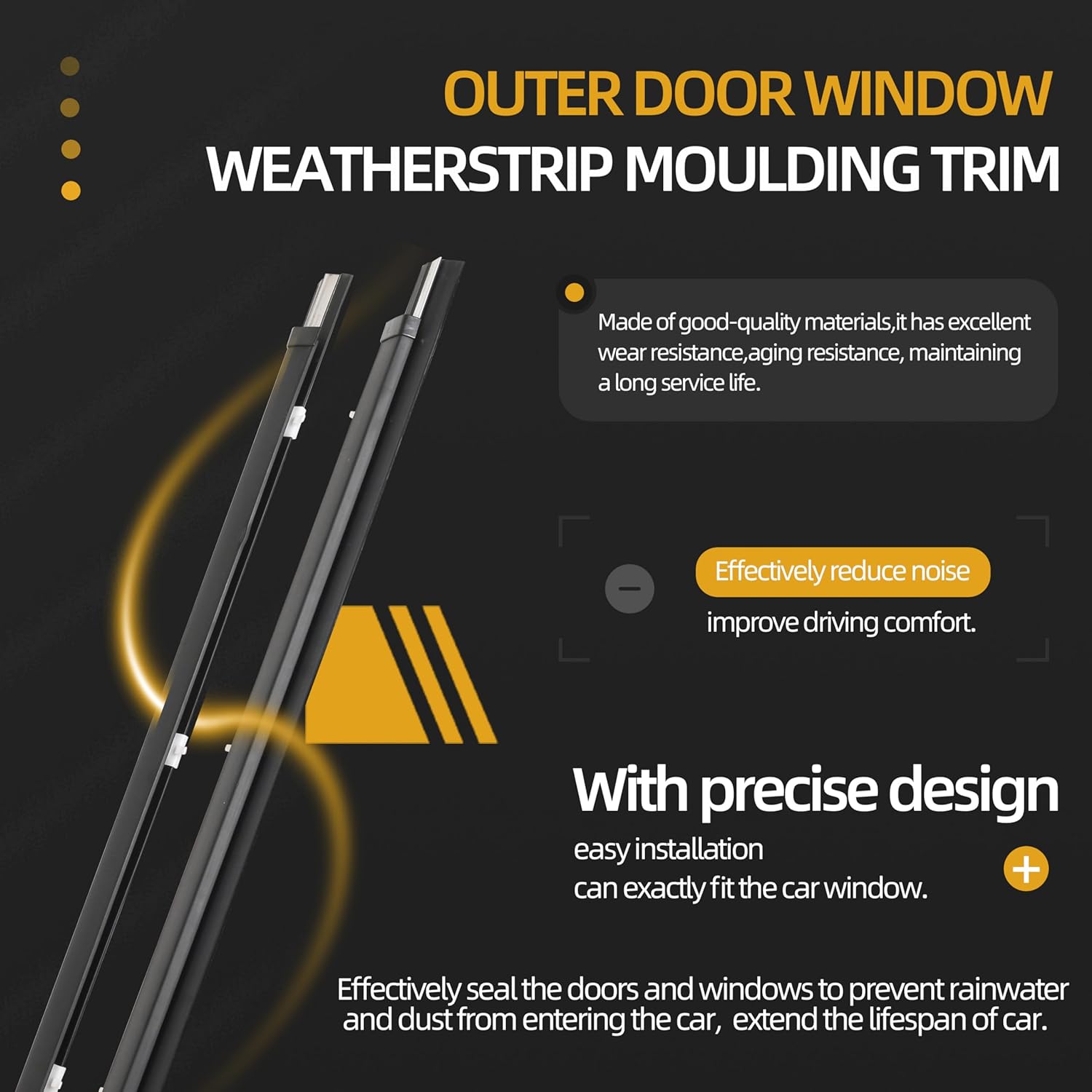 4PCS Outside Door Window Weatherstrip Seal Kit Fit for Toyota Tacoma Double Cab 2000-2004, Outer Weatherstrip Trim Molding Front & Rear OE# 68210-04020, 68160-04020, 68230-04010, 68180-04010