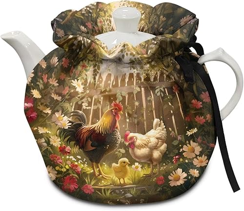 Vista 25 de Tetera acogedora funda térmica aislada para hervidor de agua, calentador de desayuno, lavable a máquina, para tetera, decoración de cocina del Verde