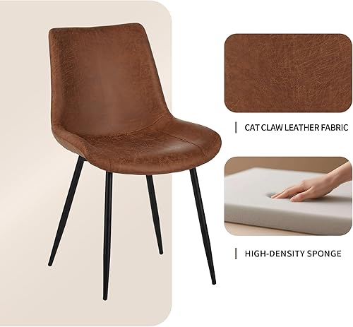 Miniatura 6 de Dining Chairs Set of 4, Upholstered Faux Leather Cushion Seat and Sturdy Metal Legs for Living Room Bedroom Outdoor Lounge,Brown