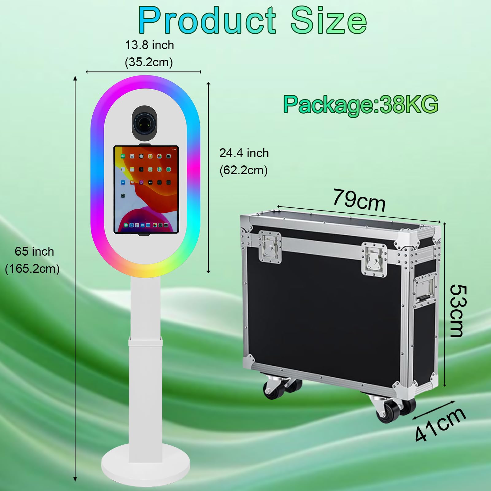 Cabina de fotos compatible con iPad de 10.2 a 13 pulgadas y cámara, cabina de fotos para iPad con funda de vuelo e impresión instantánea, máquina de cabina de fotos para fiestas de alquiler y eventos