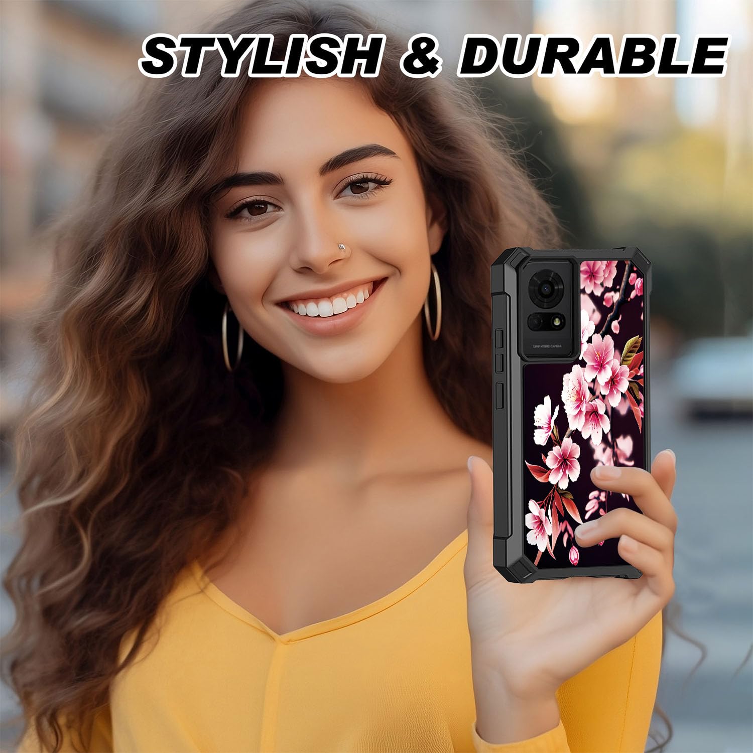 Amazon.com: RYUITHDJP for TCL K24 Case Cherry Blossom Design