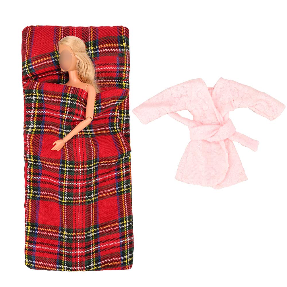 BARWA Doll Christmas Accessory Plaid Sleeping Bag Pajamas for 11.5 inch Doll Xmas Gift