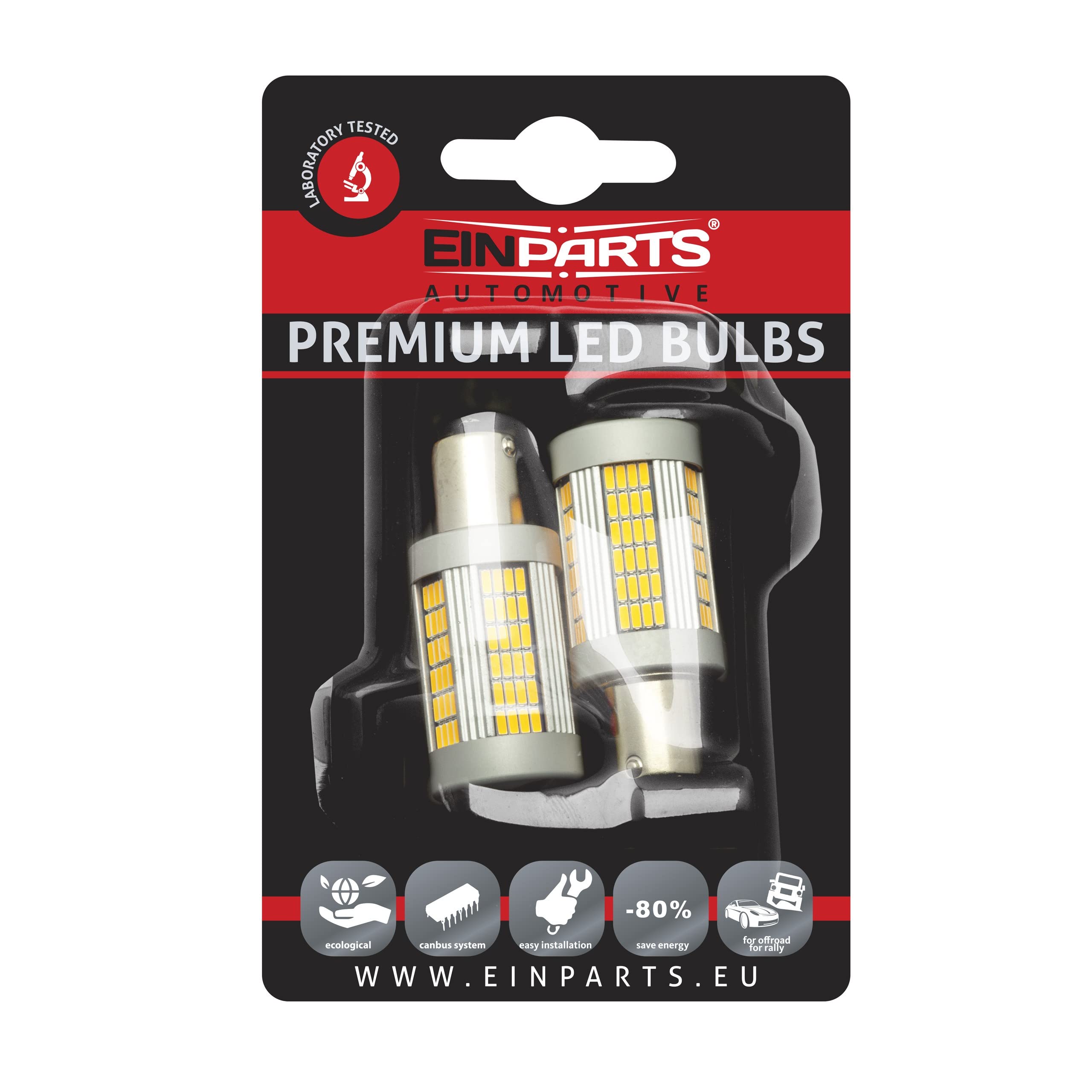 EinParts P21W LED Lampadine 1700-1800K (Arancia) CANBUS 12V per Auto 135 x SMD 4014 LED, BA15S