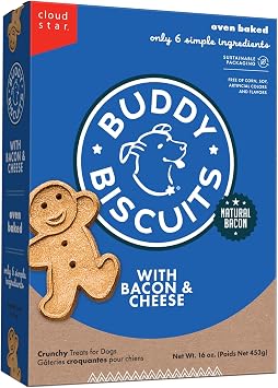 Buddy Biscuits Crunchy Dog Treats, Bacon & Cheese, 16 oz. Box