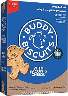 Buddy Biscuits 16 oz. Box of Crunchy Dog Treats Made with Bacon & Cheese
