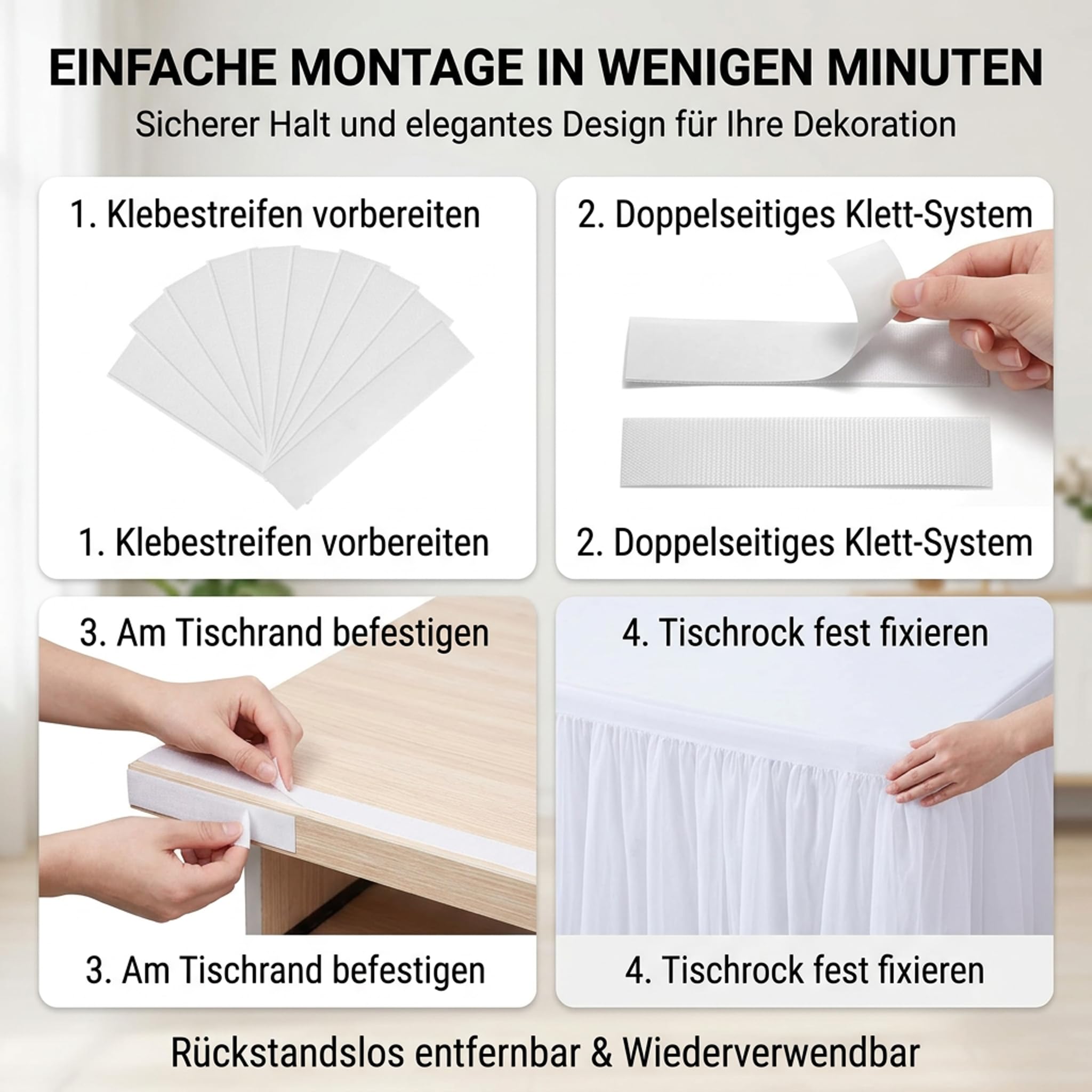 Weißer Tüll Tischrock 14FT – 427×77cm Tischröcke für Hochzeit & Party, Tutu Tischdeko für Babyparty, Candy Bar, Geburtstage & Dessert Tische, Elegante romantische Tischdekoration